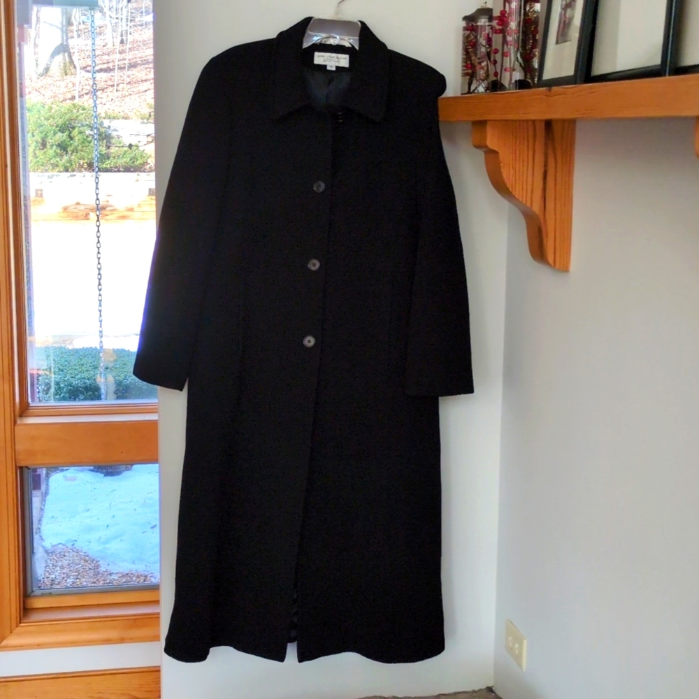 Black camel hair vintage coat - long length